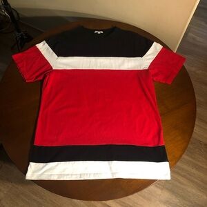 Fashion Nova Color Block Crew Neck Tee - Red/Multi XXL